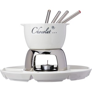 Conjunto Para Fondue Charmy Decorado Chocolate Queijo Com Petisqueira 8 Peças Hauskraft